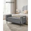 imageSONGMICS Storage Bench with Armrests Ottoman for Living Room Bedroom Entryway Steel Legs Dark Gray ULOM072G01Dark Gray