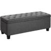 imageSONGMICS Storage Bench with Armrests Ottoman for Living Room Bedroom Entryway Steel Legs Dark Gray ULOM072G01Dark Gray