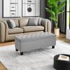 imageSONGMICS Storage Bench with Armrests Ottoman for Living Room Bedroom Entryway Steel Legs Dark Gray ULOM072G01Light Gray