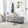 imageSONGMICS Storage Bench with Armrests Ottoman for Living Room Bedroom Entryway Steel Legs Dark Gray ULOM072G01Light Gray