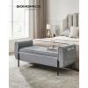 imageSONGMICS Storage Bench with Armrests Ottoman for Living Room Bedroom Entryway Steel Legs Dark Gray ULOM072G01Light Gray