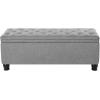 imageSONGMICS Storage Bench with Armrests Ottoman for Living Room Bedroom Entryway Steel Legs Dark Gray ULOM072G01Light Gray