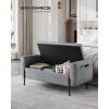 imageSONGMICS Storage Bench with Armrests Ottoman for Living Room Bedroom Entryway Steel Legs Dark Gray ULOM072G01Light Gray
