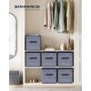 imageSONGMICS Storage Cubes 11Inch NonWoven Fabric Bins with Double Handles Set of 6 Closet Organizers for Shelves Foldable for Clothes Cattail Gray UROB26LGMisty Blue