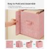 imageSONGMICS Storage Cubes 11Inch NonWoven Fabric Bins with Double Handles Set of 6 Closet Organizers for Shelves Foldable for Clothes Cattail Gray UROB26LGJelly Pink