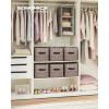 imageSONGMICS Storage Cubes 11Inch NonWoven Fabric Bins with Double Handles Set of 6 Closet Organizers for Shelves Foldable for Clothes Cattail Gray UROB26LGWalnut Color