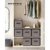 imageSONGMICS Storage Cubes 11Inch NonWoven Fabric Bins with Double Handles Set of 6 Closet Organizers for Shelves Foldable for Clothes Cattail Gray UROB26LGWalnut Color