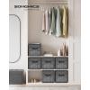 imageSONGMICS Storage Cubes 11Inch NonWoven Fabric Bins with Double Handles Set of 6 Closet Organizers for Shelves Foldable for Clothes Cattail Gray UROB26LGClassic Black