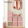 imageSONGMICS Storage Cubes 11Inch NonWoven Fabric Bins with Double Handles Set of 6 Closet Organizers for Shelves Foldable for Clothes Cattail Gray UROB26LGJelly Pink