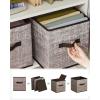 imageSONGMICS Storage Cubes 11Inch NonWoven Fabric Bins with Double Handles Set of 6 Closet Organizers for Shelves Foldable for Clothes Cattail Gray UROB26LGWalnut Color