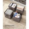 imageSONGMICS Storage Cubes 11Inch NonWoven Fabric Bins with Double Handles Set of 6 Closet Organizers for Shelves Foldable for Clothes Cattail Gray UROB26LGWalnut Color