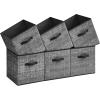 imageSONGMICS Storage Cubes 11Inch NonWoven Fabric Bins with Double Handles Set of 6 Closet Organizers for Shelves Foldable for Clothes Cattail Gray UROB26LGClassic Black