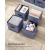 imageSONGMICS Storage Cubes 11Inch NonWoven Fabric Bins with Double Handles Set of 6 Closet Organizers for Shelves Foldable for Clothes Cattail Gray UROB26LGMisty Blue