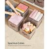 imageSONGMICS Storage Cubes 11Inch NonWoven Fabric Bins with Double Handles Set of 6 Closet Organizers for Shelves Foldable for Clothes Cattail Gray UROB26LGWalnut Color