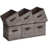imageSONGMICS Storage Cubes 11Inch NonWoven Fabric Bins with Double Handles Set of 6 Closet Organizers for Shelves Foldable for Clothes Cattail Gray UROB26LGWalnut Color