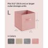 imageSONGMICS Storage Cubes 11Inch NonWoven Fabric Bins with Double Handles Set of 6 Closet Organizers for Shelves Foldable for Clothes Cattail Gray UROB26LGJelly Pink