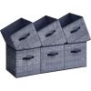 imageSONGMICS Storage Cubes 11Inch NonWoven Fabric Bins with Double Handles Set of 6 Closet Organizers for Shelves Foldable for Clothes Cattail Gray UROB26LGMisty Blue