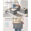imageSONGMICS Storage Cubes 157 x 118 x 95 Inches NonWoven Fabric Bins with Double Handles Set of 3 Closet Organizers for Shelves Foldable for Clothes Cattail Gray UROB440G01Cattail Gray