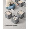 imageSONGMICS Storage Cubes 157 x 118 x 95 Inches NonWoven Fabric Bins with Double Handles Set of 3 Closet Organizers for Shelves Foldable for Clothes Cattail Gray UROB440G01Cattail Gray