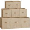 imageSONGMICS Storage Cubes 157 x 118 x 95 Inches NonWoven Fabric Bins with Double Handles Set of 3 Closet Organizers for Shelves Foldable for Clothes Cattail Gray UROB440G01Sand Beige