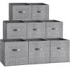 imageSONGMICS Storage Cubes 157 x 118 x 95 Inches NonWoven Fabric Bins with Double Handles Set of 3 Closet Organizers for Shelves Foldable for Clothes Cattail Gray UROB440G01Cattail Gray
