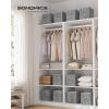 imageSONGMICS Storage Cubes 157 x 118 x 95 Inches NonWoven Fabric Bins with Double Handles Set of 3 Closet Organizers for Shelves Foldable for Clothes Cattail Gray UROB440G01Cattail Gray
