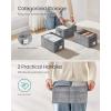 imageSONGMICS Storage Cubes 157 x 118 x 95 Inches NonWoven Fabric Bins with Double Handles Set of 3 Closet Organizers for Shelves Foldable for Clothes Cattail Gray UROB440G01Cattail Gray