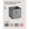 imageSONGMICS Storage Cubes 157 x 118 x 95 Inches NonWoven Fabric Bins with Double Handles Set of 3 Closet Organizers for Shelves Foldable for Clothes Cattail Gray UROB440G01Cattail Gray
