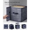 imageSONGMICS Storage Cubes 157 x 118 x 95 Inches NonWoven Fabric Bins with Double Handles Set of 3 Closet Organizers for Shelves Foldable for Clothes Cattail Gray UROB440G01Navy Blue