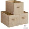imageSONGMICS Storage Cubes 157 x 118 x 95 Inches NonWoven Fabric Bins with Double Handles Set of 3 Closet Organizers for Shelves Foldable for Clothes Cattail Gray UROB440G01Sand Beige