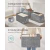 imageSONGMICS Storage Cubes 157 x 118 x 95 Inches NonWoven Fabric Bins with Double Handles Set of 3 Closet Organizers for Shelves Foldable for Clothes Cattail Gray UROB440G01Cattail Gray