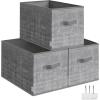 imageSONGMICS Storage Cubes 157 x 118 x 95 Inches NonWoven Fabric Bins with Double Handles Set of 3 Closet Organizers for Shelves Foldable for Clothes Cattail Gray UROB440G01Cattail Gray