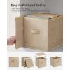 imageSONGMICS Storage Cubes 157 x 118 x 95 Inches NonWoven Fabric Bins with Double Handles Set of 3 Closet Organizers for Shelves Foldable for Clothes Cattail Gray UROB440G01Sand Beige