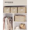 imageSONGMICS Storage Cubes 157 x 118 x 95 Inches NonWoven Fabric Bins with Double Handles Set of 3 Closet Organizers for Shelves Foldable for Clothes Cattail Gray UROB440G01Sand Beige