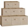 imageSONGMICS Storage Cubes 157 x 118 x 95 Inches NonWoven Fabric Bins with Double Handles Set of 3 Closet Organizers for Shelves Foldable for Clothes Cattail Gray UROB440G01Sand Beige