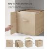 imageSONGMICS Storage Cubes 157 x 118 x 95 Inches NonWoven Fabric Bins with Double Handles Set of 3 Closet Organizers for Shelves Foldable for Clothes Cattail Gray UROB440G01Sand Beige