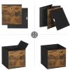 imageSONGMICS Storage Cubes Set of 6 Storage Bins with Handles Foldable Oxford Fabric and NonWoven Fabric Storage Boxes 102x102x11 Inches Fit Cube Storage Unit Rustic Brown URFB126B01Rustic Brown