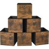 imageSONGMICS Storage Cubes Set of 6 Storage Bins with Handles Foldable Oxford Fabric and NonWoven Fabric Storage Boxes 102x102x11 Inches Fit Cube Storage Unit Rustic Brown URFB126B01Rustic Brown