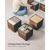 imageSONGMICS Storage Cubes Set of 8 Storage Bins Foldable Fabric Storage Boxes 13 x 13 x 13 Inches Fit Cube Storage Unit for Clothes Bedroom Living Room Rustic Brown and Ink Black URFB833B01L13L x 13W x 13H