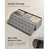 imageSONGMICS Storage Ottoman Bench Foot Rest with Legs 157 x 433 x 157 Inches End of Bed Bench Storage Chest Load up to 660 lb for Living Room Bedroom Entryway Dark Gray ULSF088G01Light Gray