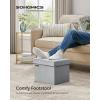 imageSONGMICS Storage Ottoman Foldable Small Ottoman Foot Rest 15 Inches Foot Stool Load up to 660 lb for Living Room Bedroom Dorm Jelly Pink ULSF227R01Dove Gray