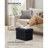 imageSONGMICS Storage Ottoman Foldable Small Ottoman Foot Rest 15 Inches Foot Stool Load up to 660 lb for Living Room Bedroom Dorm Jelly Pink ULSF227R01Ink Black