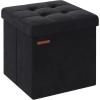 imageSONGMICS Storage Ottoman Foldable Small Ottoman Foot Rest 15 Inches Foot Stool Load up to 660 lb for Living Room Bedroom Dorm Jelly Pink ULSF227R01Ink Black