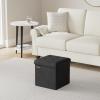 imageSONGMICS Storage Ottoman Foldable Small Ottoman Foot Rest 15 Inches Foot Stool Load up to 660 lb for Living Room Bedroom Dorm Jelly Pink ULSF227R01Ink Black