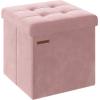 imageSONGMICS Storage Ottoman Foldable Small Ottoman Foot Rest 15 Inches Foot Stool Load up to 660 lb for Living Room Bedroom Dorm Jelly Pink ULSF227R01Jelly Pink