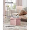 imageSONGMICS Storage Ottoman Foldable Small Ottoman Foot Rest 15 Inches Foot Stool Load up to 660 lb for Living Room Bedroom Dorm Jelly Pink ULSF227R01Jelly Pink
