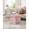 imageSONGMICS Storage Ottoman Foldable Small Ottoman Foot Rest 15 Inches Foot Stool Load up to 660 lb for Living Room Bedroom Dorm Jelly Pink ULSF227R01Jelly Pink