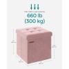 imageSONGMICS Storage Ottoman Foldable Small Ottoman Foot Rest 15 Inches Foot Stool Load up to 660 lb for Living Room Bedroom Dorm Jelly Pink ULSF227R01Jelly Pink
