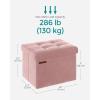 imageSONGMICS Storage Ottoman Foldable Small Ottoman Foot Rest 15 Inches Foot Stool Load up to 660 lb for Living Room Bedroom Dorm Jelly Pink ULSF227R01Jelly Pink