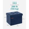 imageSONGMICS Storage Ottoman Foldable Small Ottoman Foot Rest 15 Inches Foot Stool Load up to 660 lb for Living Room Bedroom Dorm Jelly Pink ULSF227R01Midnight Blue